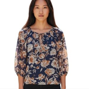 Veronica M Chiffon Split Neck Floral Blouse